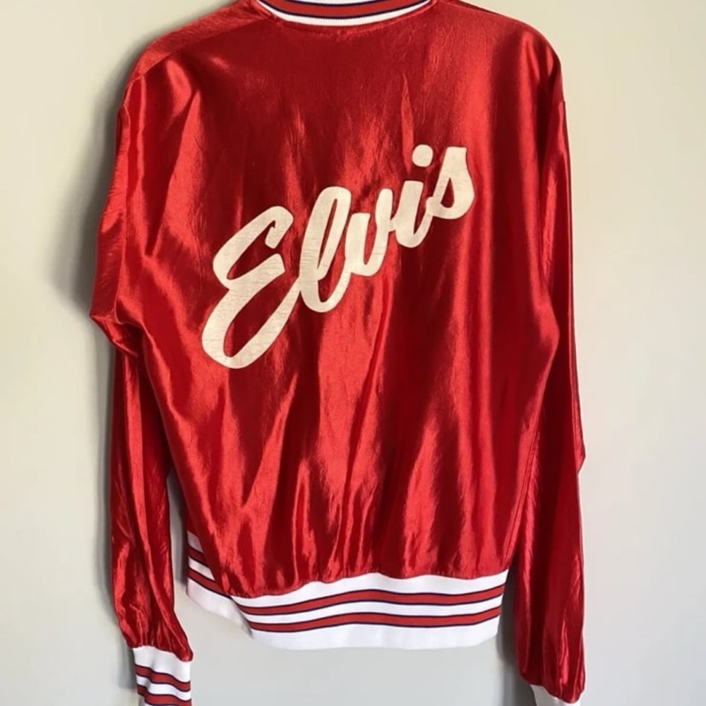 Vintage Red Satin Elvis Graceland Varsity Jacket